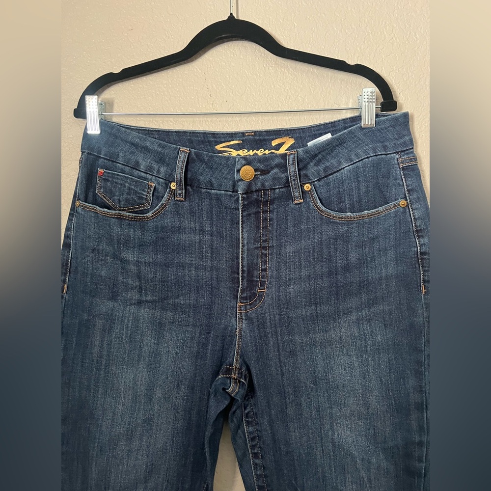 Seven7 Tummyless High Rise Skinny Jeans Size 14 Dark Wash - Picture 3 of 7